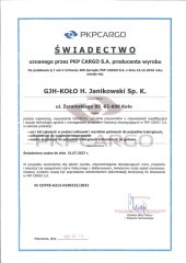 Świadectwo PKP Cargo ważne do 31.07.2027
